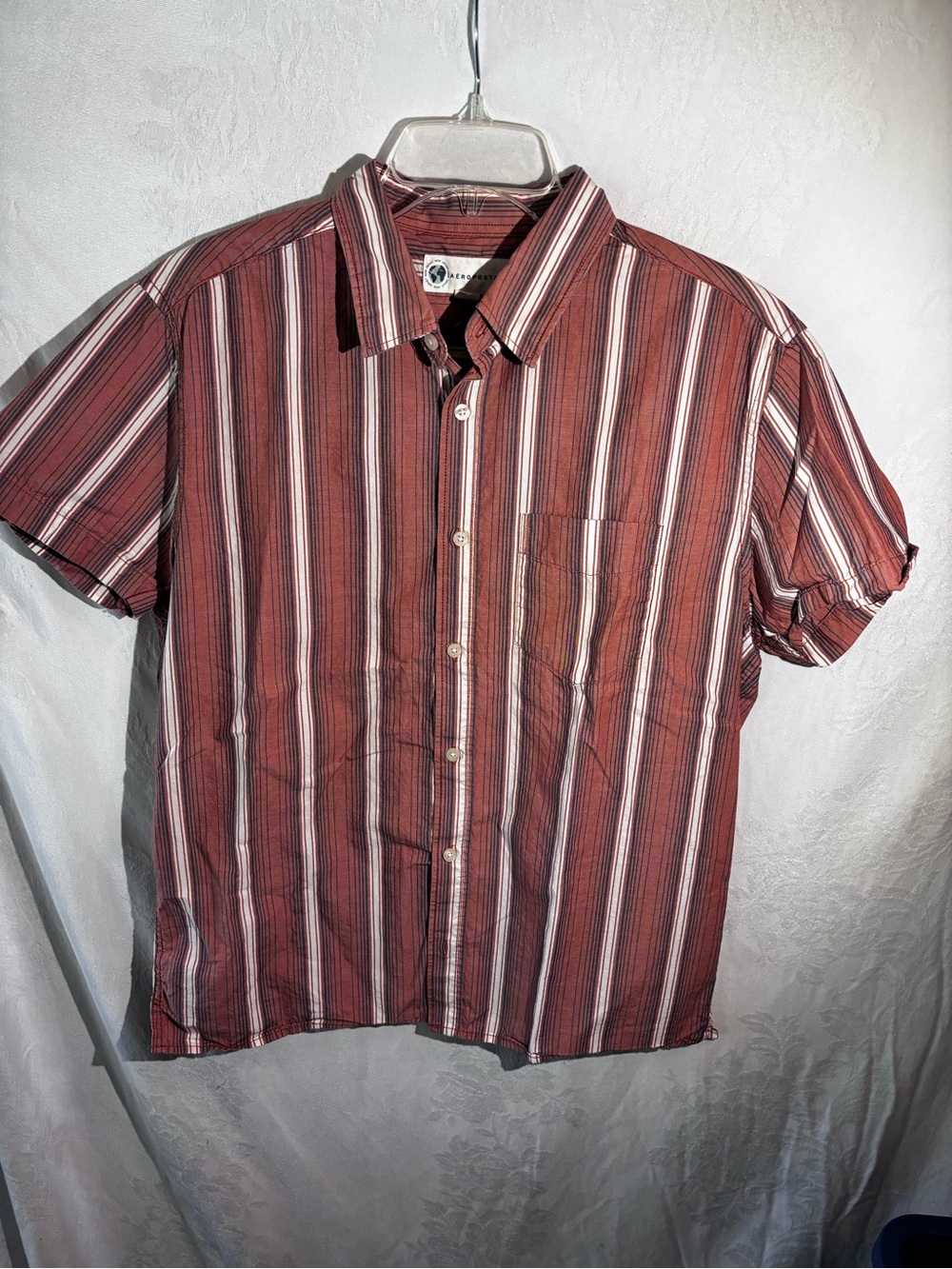 Aeropostale Mens Size M Casual Short Sleeve Button Front Shirt Cotton Blokecore